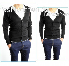 Cardigan POLO RALPH LAUREN negru - pulover barbati - pulover slim fit-cod 3432 foto