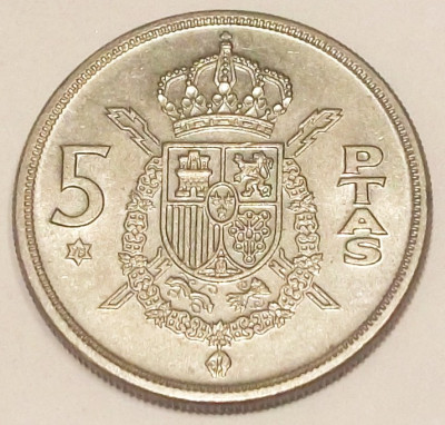 G7. SPANIA 5 PESETAS 1975 (1978), 5.75 g., Copper-Nickel, 23 mm, XF / AUNC ** foto