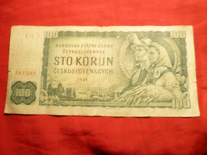 Bancnota 100 Koroane 1961 Cehoslovacia ,cal.medie - Rara !