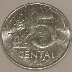 G7. LITUANIA 5 CENTAI 1991, 1.40 g., Aluminum, 24.4 mm AUNC **