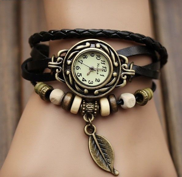 Ceas Dame Vintage Antic Pandantiv Leaf Frunza Elegant Piele Naturala Calitate foto mare Ceas Dame Vintage Antic Pandantiv Leaf Frunza Elegant Piele Naturala Calitate foto mare