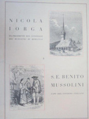 NICOLAE IORGA A S.E. BENITO MUSSOLINI 1936 foto