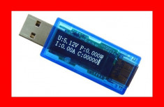 Tester USB cu display OLED, indica voltajul, curentul, capacitatea bateriei, tester baterie Samsung, iPhone etc foto