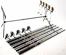 Kit 12 Complet 3.0 m Pescuit Rod Pod 5 Posturi,Avertizori,Swingeri,Lansete 3m foto