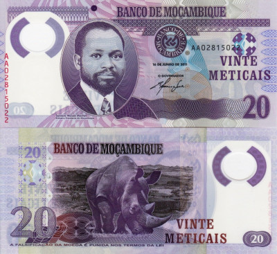 MOZAMBIC 20 meticais 2011 polymer UNC!!! foto