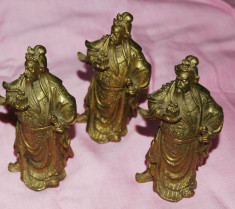 Trei statuete din bronz masiv, reprezentand intelepti chinezi foto