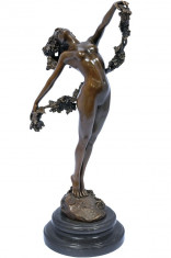 FEMEIA BACHUS - STATUETA DIN BRONZ PE SOCLU DIN MARMURA BJ-3 foto