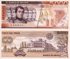 MEXIC 5.000 pesos 1987 P-88b UNC!!! foto