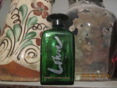 Vintage-Sticla sticluta Recipient PARFUM,culoare verde,h 10 cm,..80ccm URALT LAVENDEL foto