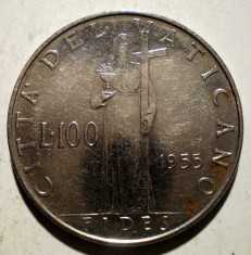 1.128 VATICAN PAPA PIUS XII FIDES 100 LIRE 1955 foto