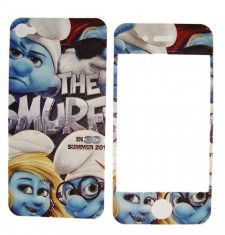 Folie protectie cu design iPhone 4 / 4S -The Smurfs 3D 2013 ( fata + spate ) foto