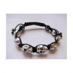 BRATARA UNISEX TIP JAI DAM , SHAMBALLA, NIALAYA CU MOTIV SKULL (CAP DE MORT) ARGINTIE foto