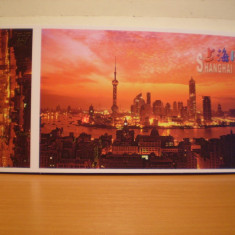 ALBUM 12 CARI POSTALE DUBLE [ FORMAT MARE SI MIC ] -CHINA - VEDERI DIN SHANGHAI , CU TIMBRU SEC PE VERSO CU ACEASI POZA , NECIRCULATA.