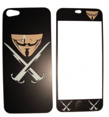 Folie protectie cu design iPhone 5 - Sword and mask ( fata + spate ) foto