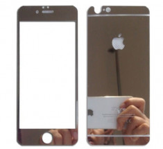 Iphone 6 Plus 6S Plus - Folie Sticla Securizata Fata Spate Argintie cu Logo foto