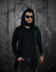 Cardigan - Jacheta - Tip Zara Men - Din Bumbac - Negru - Model Lung - Smiley Edition - Masuri S M L XL XXL D205 foto