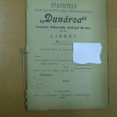Dunarea banca populara cooperativa Stancuta Braila statute Targu Jiu 1904