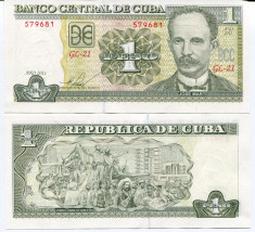 CUBA- 1 PESO 2011- UNC!! foto