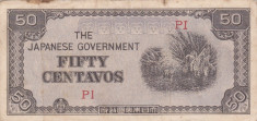 OCUPATIA JAPONEZA IN FILIPINE 50 centavos 1942 VF+!!! foto