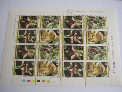 Cipru 1981 flori orhidee MI 552-555 kleib. MNH foto