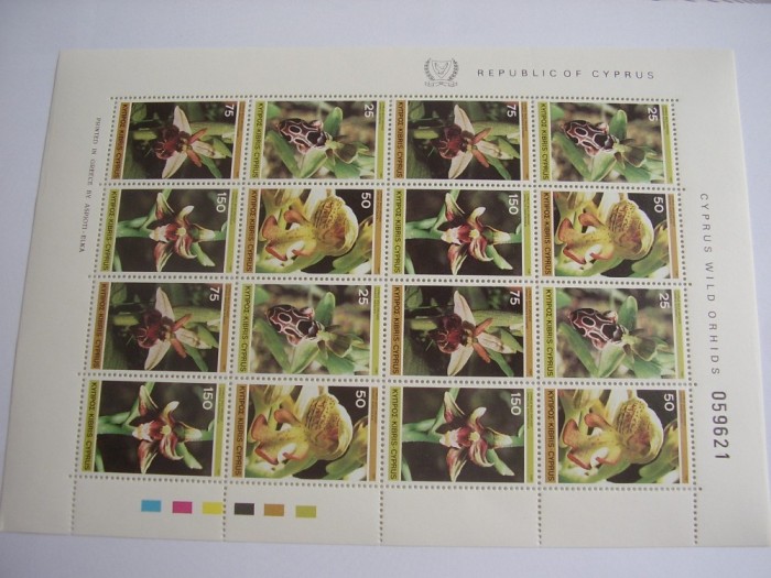 Cipru 1981 flori orhidee MI 552-555 kleib. MNH