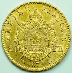 ticuzz - Franta 1870 BB (Strasbourg) 20 Franci - Moneda de AUR foto