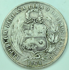 ticuzz - Peru 1864 Un SOL - Argint foto