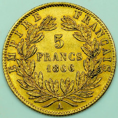 ticuzz - Franta 1866 A 5 Franci - Moneda de AUR - Napoleon III - Superba foto