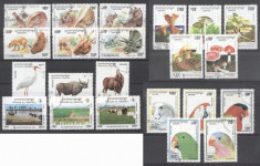 Cambodia 1995 Lot Animale Papagali Ciuperci 5 seturi stamp. DE.002 foto