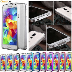 Bumper aluminiu argintiu + folie protectie ecran Samsung Galaxy S4 i9505 i9500 foto