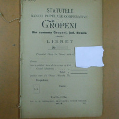 Gropeni banca populara Gropeni Braila statute Targu Jiu 1904 tip. Milosescu