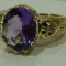 Inel aur 14k cu diamante si amethyst