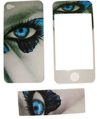 Folie protectie cu design iPhone 4 / 4S - Blue eye ( fata + spate + lateral ) foto