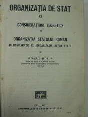 ORGANIZATIA STATULUI ROMAN - ROMUL BOILA - DOCTOR IN DREPT CONSTIT. CLUJ 1927 foto