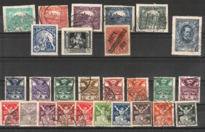 CEHOSLOVACIA - 1919-1920 - Lot 27 buc., stampilate foto