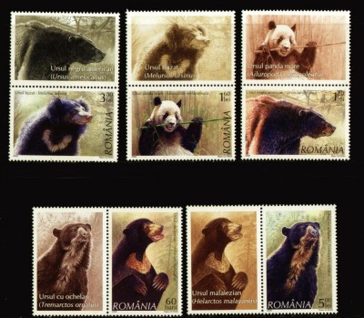 Romania 2008 - Ursi, LP 1800, serie cu vigneta MNH foto