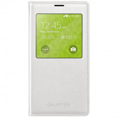 Husa Samsung Galaxy S5 S-View Cover White (alb) activa, piele - 100% ORIGINAL OEM , NU Fake! Open-Box foto