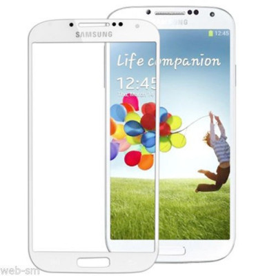 Sticla display fata pentru Samsung Galaxy S4 alb + folie protectie + kit scule foto