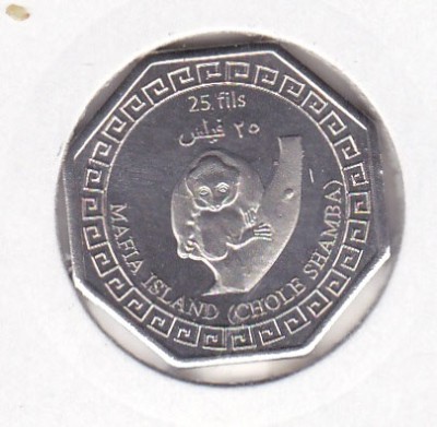 bnk mnd Mafia Island ( Chole Shamba ) 25 fils 2014 unc , fauna foto