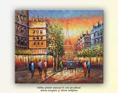 Parisul vechi pe inserat (2) - tablou cutit 60x50cm foto