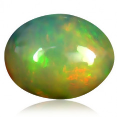 * Piatra naturala Opal alb cu joc de culori - Oval cobochon - 3.57 ct - certificat foto