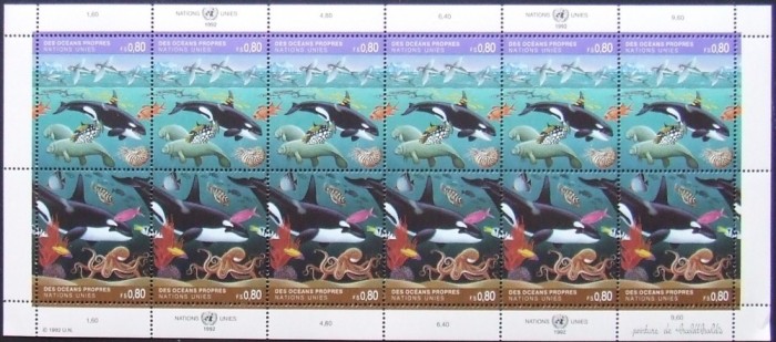 NATIUNILE UNITE GENEVA 1992 - FAUNA MARINA 1 M/SH, NEOBLITERATA - E2545 foto mare NATIUNILE UNITE GENEVA 1992 - FAUNA MARINA 1 M/SH, NEOBLITERATA - E2545 foto mare