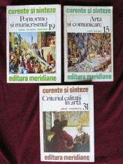 Lot de 3 carti colectia CURENTE SI SINTEZE: &amp;quot;ARTA SI COMUNICARE&amp;quot;, &amp;quot;PONTORMO SI MANIERISMUL&amp;quot; si &amp;quot;CRITERIUL CALITATII IN ARTA&amp;quot; . Carti noi foto