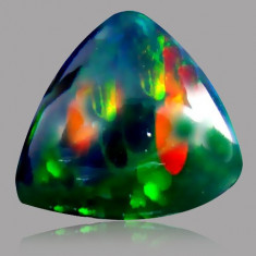 * Piatra naturala Opal negru cu joc de culori - trillion cabochon - 1.19 ct - certificat foto