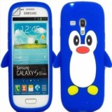 Husa silicon pinguin albastru Samsung Galaxy S3 Mini i8190 + folie protectie cadou