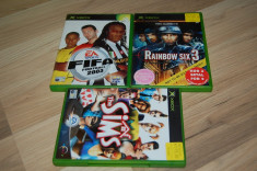 LOT DE JOCURI XBOX ORIGINALE - RAINBOW SIX 3 + FIFA FOOTBALL 2003 + THE SIMS foto