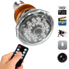 Camera Supraveghere Inteligenta in Bec LED,Real HD,H264,Detectie Miscare, 32 GB foto