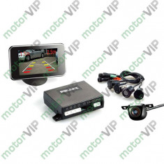Senzori parcare spate cu camera video SteelMate, 4 senzori + camera deasupra barii + display TFT foto