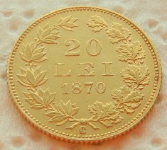 20 lei 1870 - aur - stare foarte buna - primul pol de circulatie - foarte rar in stare buna foto