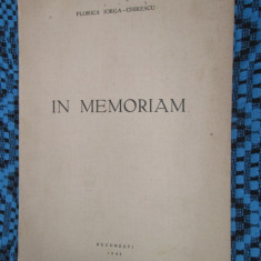 Florica IORGA - CHIRESCU - IN MEMORIAM. VERSURI (prima editie - 1945, CA NOUA!)